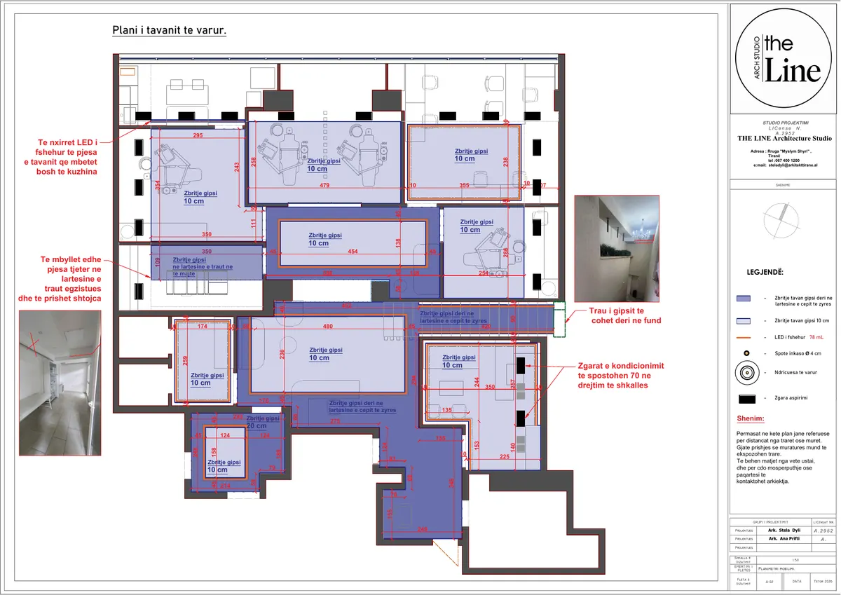Technical ceiling plan of the clinic